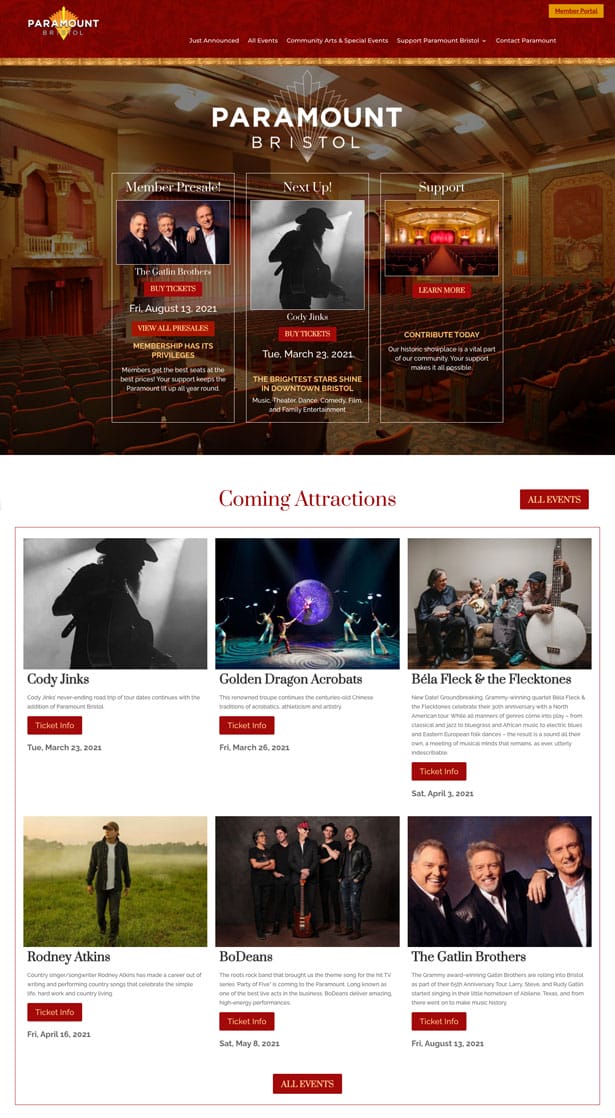 Paramount Bristol Website coming attractions