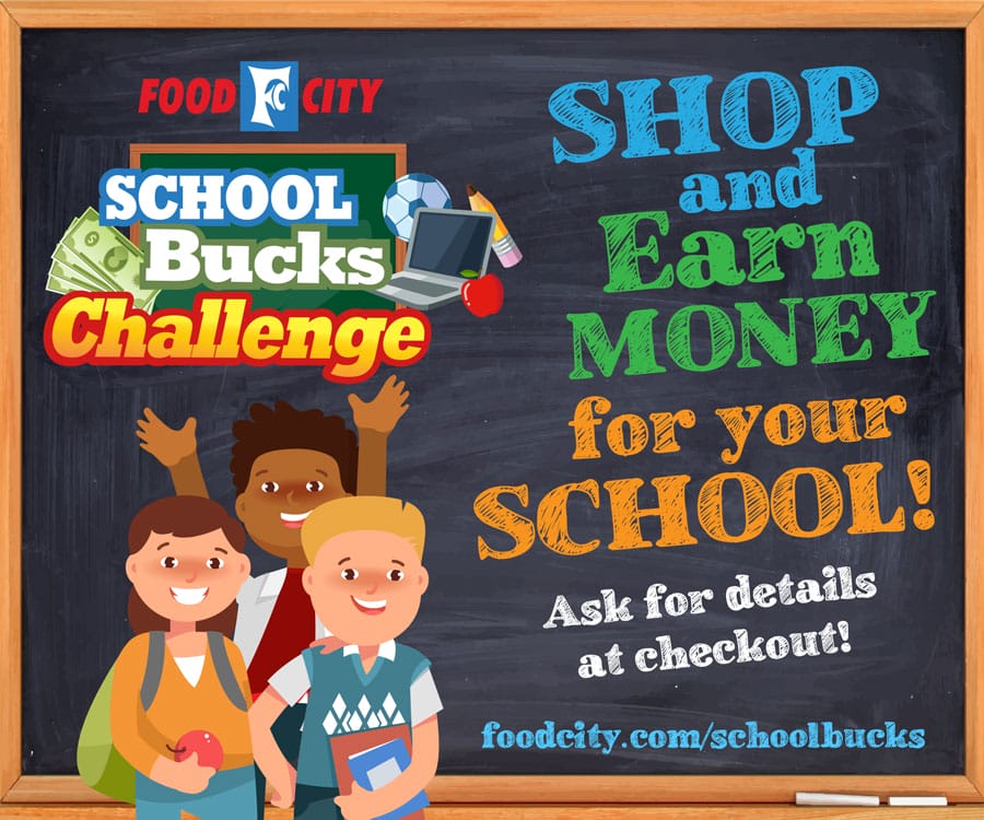 Food City School Bucks program wobbler