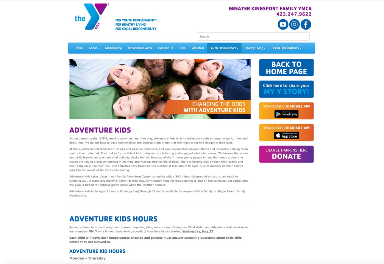 Kingsport YMCA Website